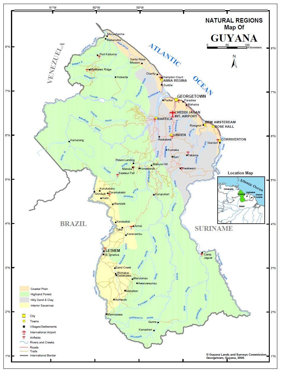 வரைபடம் கயானா இயற்கை வளங்கள்