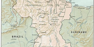 காட்டும் வரைபடம் amerindian குடியேற்றங்கள் கயானா
